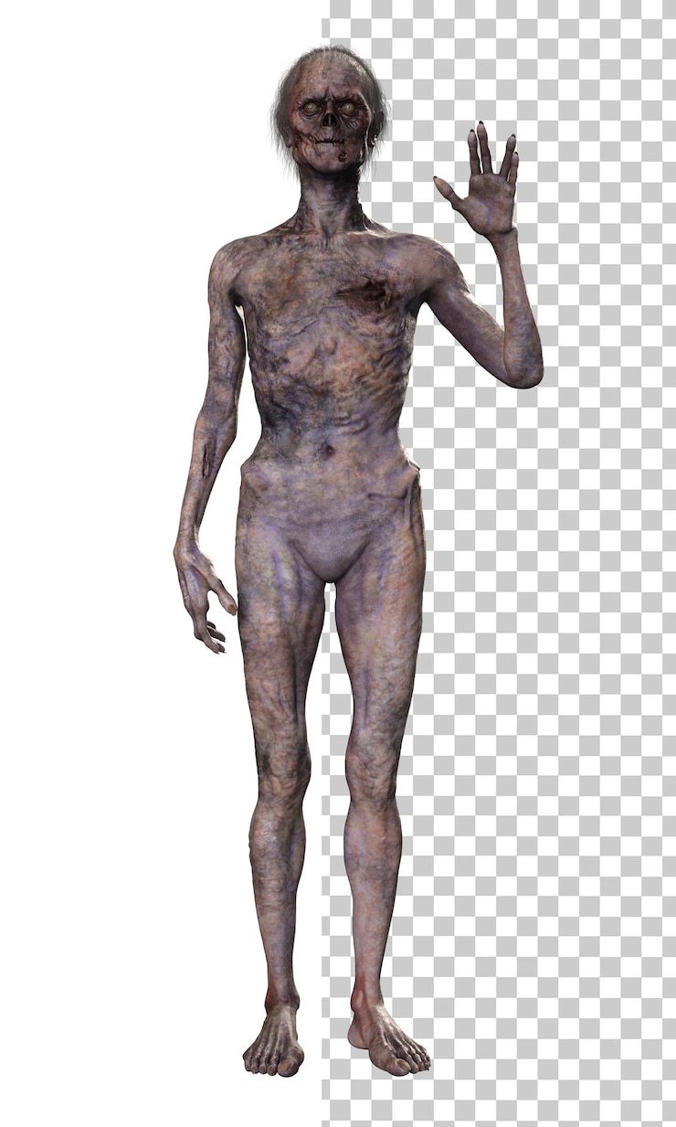 PSD şeffaf arka planda zombi 3d render