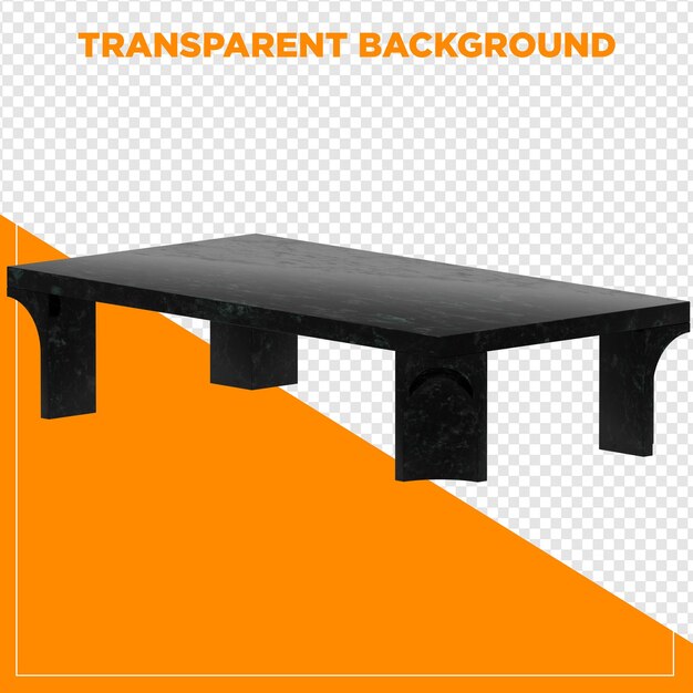 Şeffaf arka planlı, dikdörtgen 3D render masa