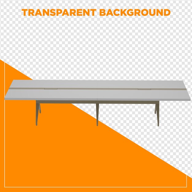 Şeffaf arka planlı, dikdörtgen 3D render masa