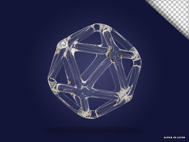 Şeffaf cam soyut geometrik şekil Modern 3D render edilmiş form