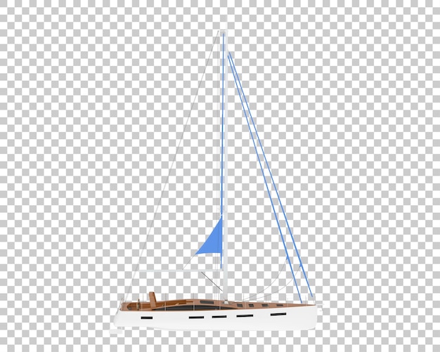Segelbåt på transparent bakgrund, 3D-rendera illustration