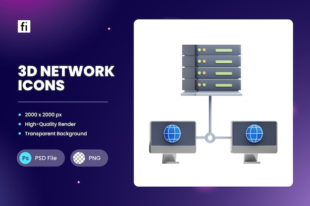 PSD segment sieci ilustracja ikona 3d