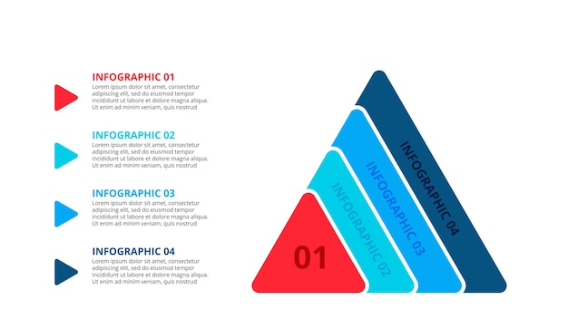 PSD 4가지 옵션이 있는 infographic 비즈니스 개념에 대한 분할된 삼각형