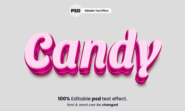 Şekerleme 3D düzenlenebilir psd şekerleme metin efekti