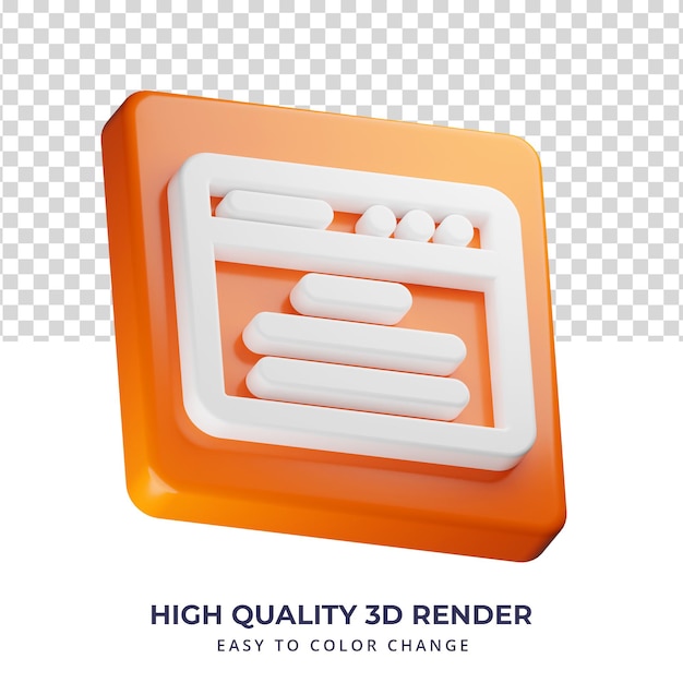 Selainkuvake korkealaatuinen 3D-renderöinti eristetty konsepti