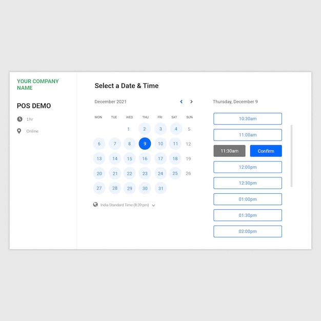 PSD 날짜 시간 사용자 인터페이스 선택