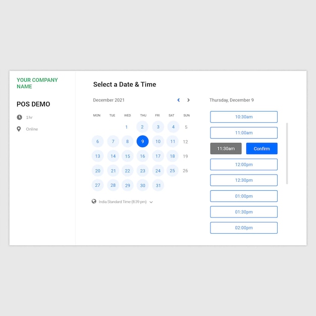 PSD select a date time user interface