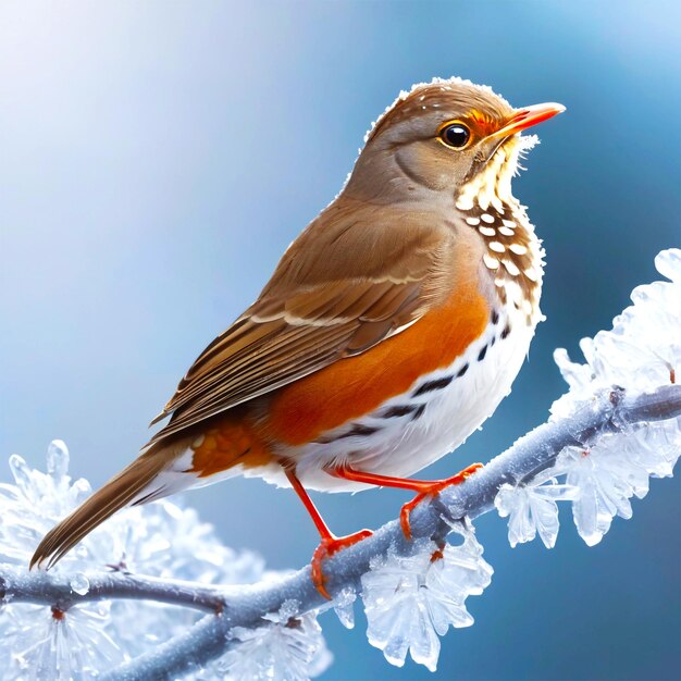 PSD selectieve focus op een mooie europese robin in het bos.