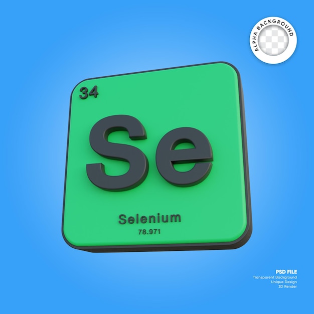 Selenium chemical element periodic table 3d render