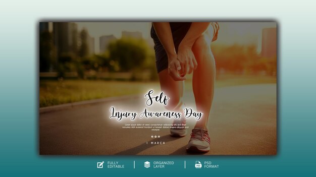 Self injury awareness day graphic and social media design template