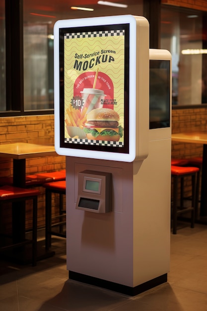 PSD self-service in restaurant screen mockup