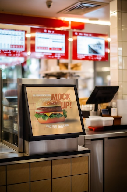 PSD self-service in restaurant screen mockup