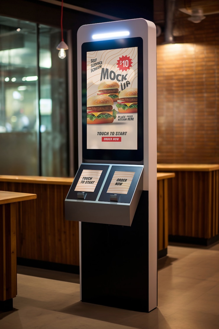 PSD self-service in restaurant screen mockup