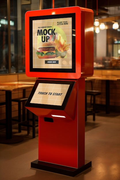 PSD self-service in restaurant screen mockup