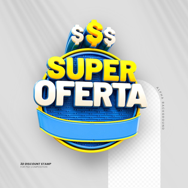 Selo 3d base 3d rendering for super oferta