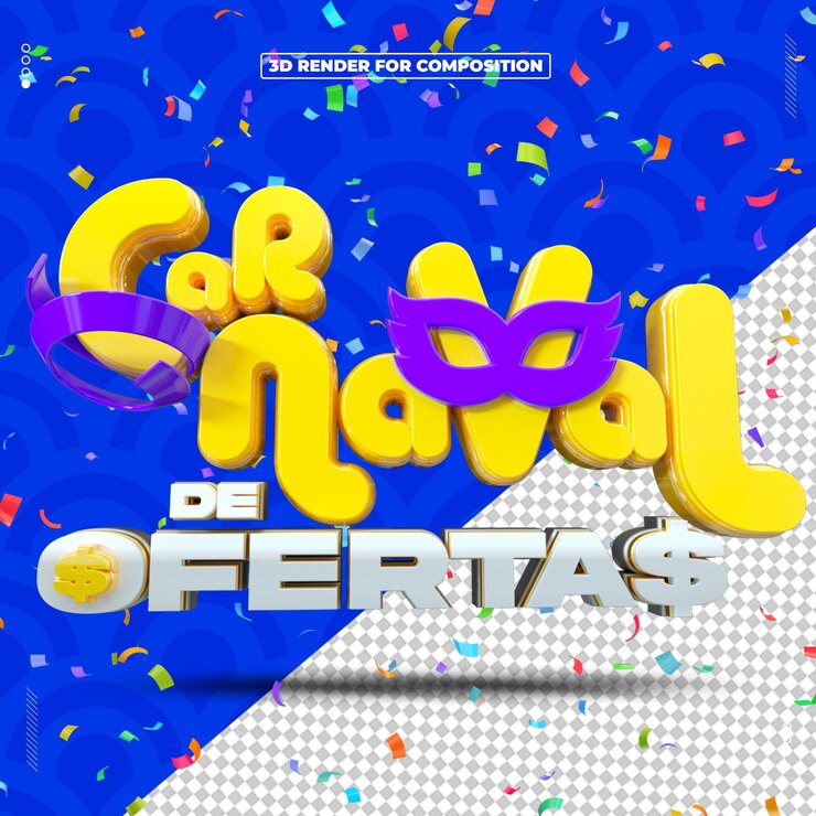 PSD selo 3d carnaval de ofertas redes sociais