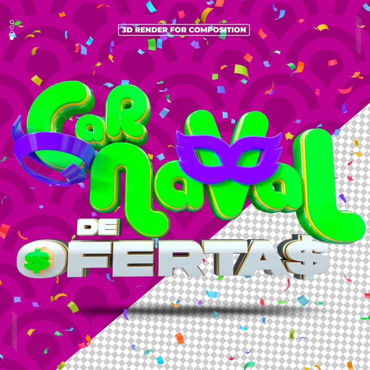 PSD selo 3d carnaval de ofertas redes sociais