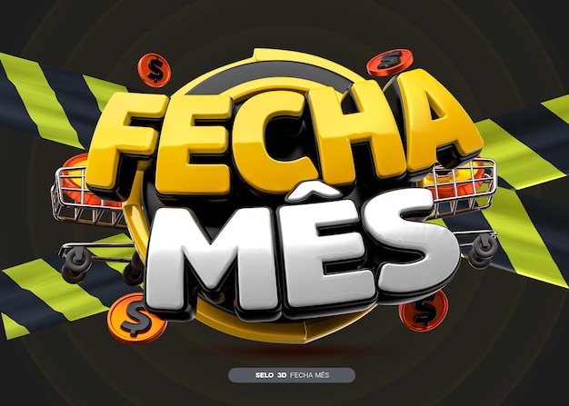 selo 3d fecha mes