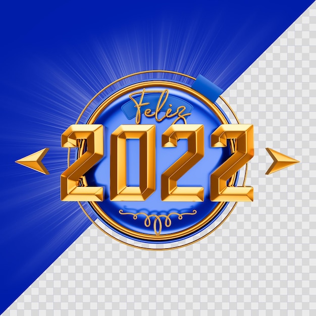 PSD selo 3d felice anno nuovo 2022 per la campagna di marketing