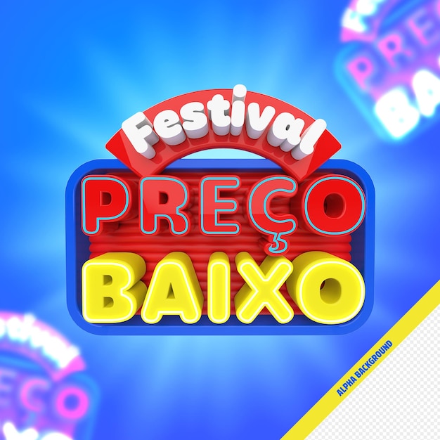 PSD selo 3d logo festival preco baixo colorido show de ofertas