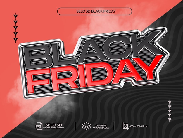 PSD selo 3d para campanha black friday