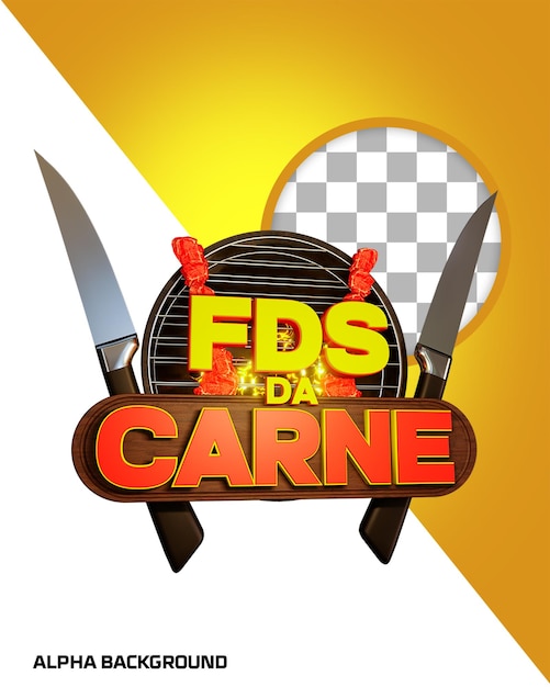 PSD selo 3d promo de carne