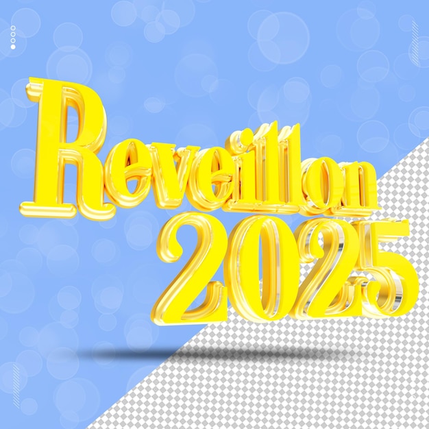 Selo 3D Reveillon Szczęśliwego Nowego Roku 2025