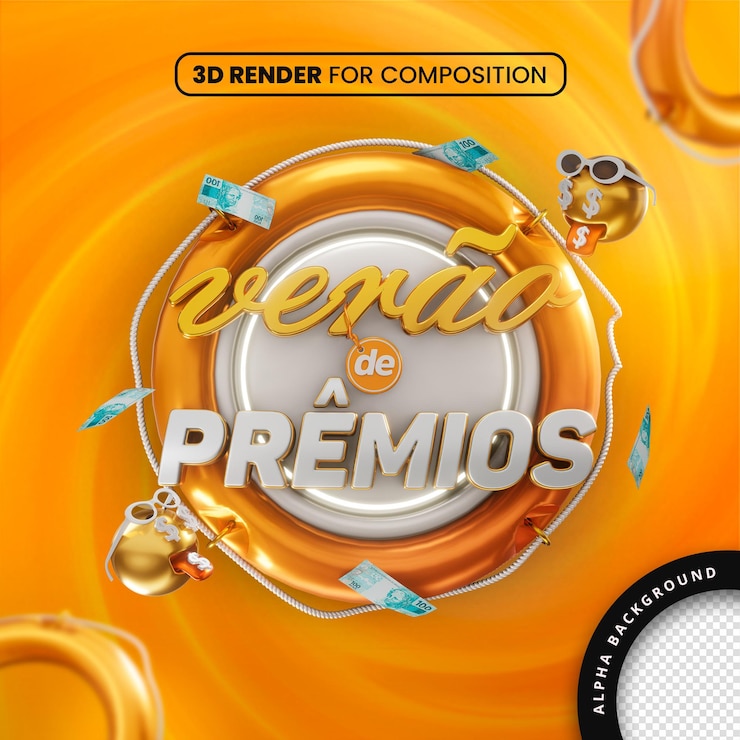 PSD selo 3d verao de premios