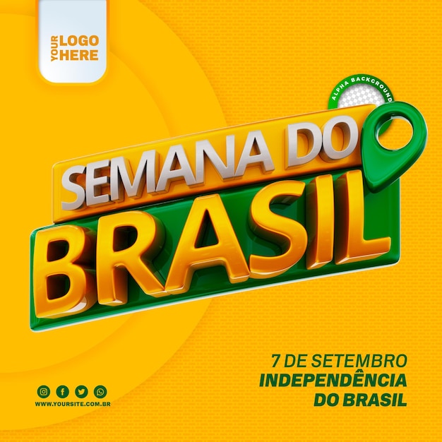PSD semana do brasil - brazylia tydzień logo 3d na sprzedaż