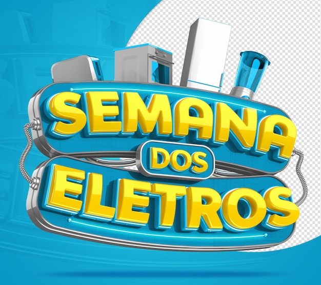 PSD semana dos eletros selo 3d para venda de produtos eletrnicos lojas varejo comercio