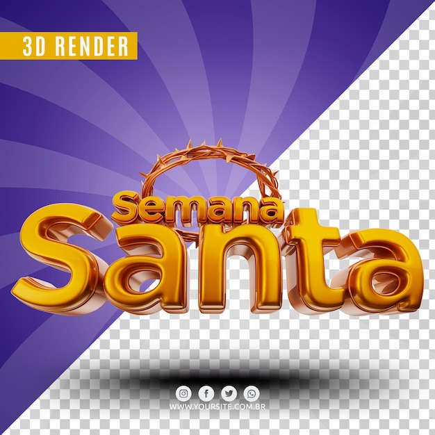 SEMANA SANTA BRAZYLIA LOGO 3D ŚWIĘTEGO TYGODNIA DO KOMPOZYCJI