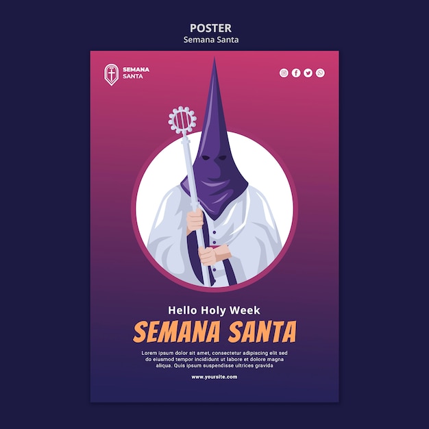 PSD semana santa poster sjabloon geïllustreerd