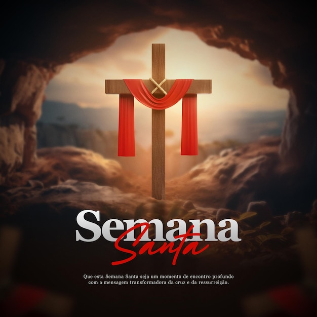 Semana santa social media post template in portuguese