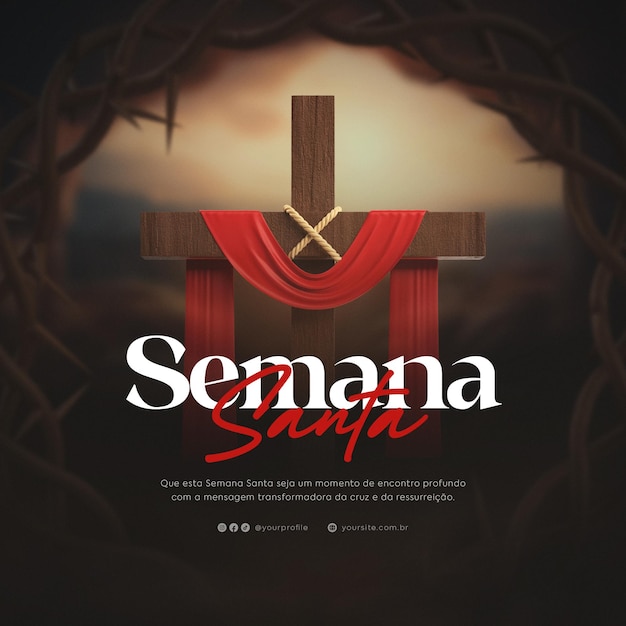 PSD semana santa social media post template in portuguese