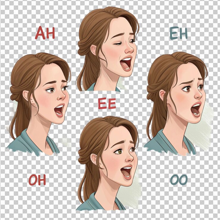 PSD semi realistic mouth expressions sprite sheet for