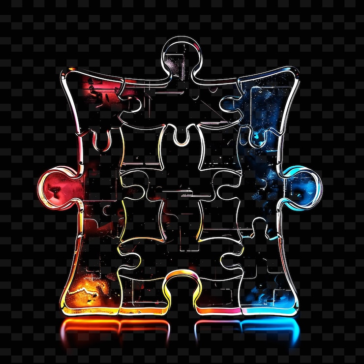 PSD semi transparent metallic glowing acrylic puzzle icon with g outline y2k shape trending decorative