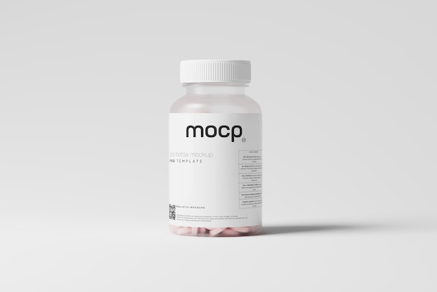 PSD semi transparent pills bottle mockup