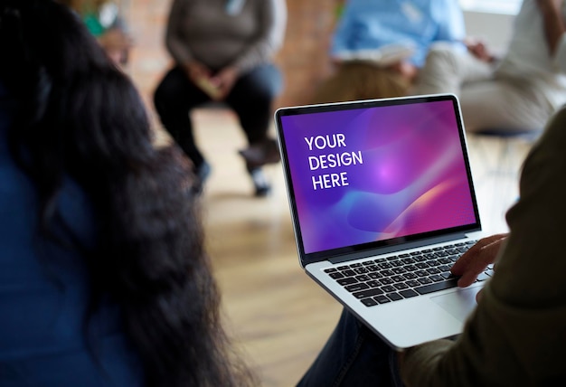 seminar with a digital laptop screen mockup