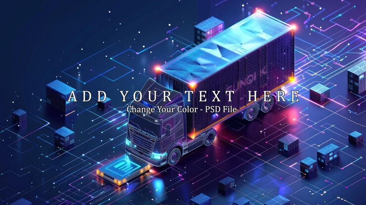 PSD semitruck navigating a digital network