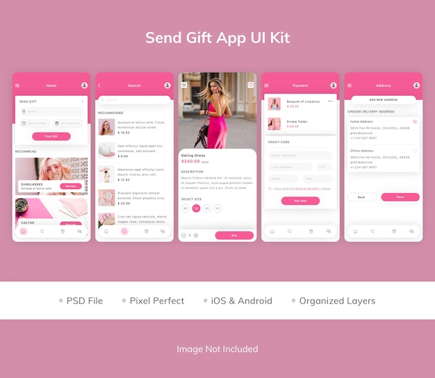 PSD send gift app ui kit