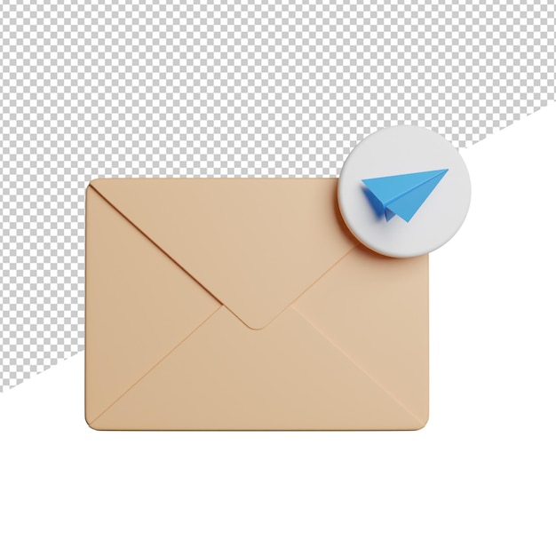 Send mail letter front view 3d rendering icon illustration on transparent background