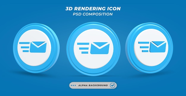 Sending mail icon in 3d rendering