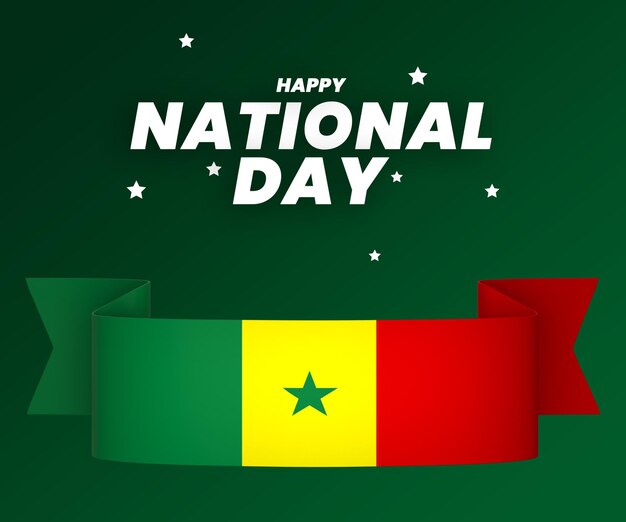 PSD senegal flag element design national independence day banner ribbon psd