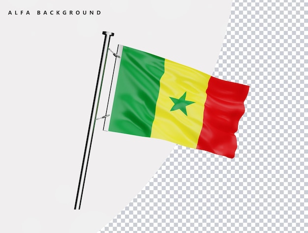 Bandiera del senegal di alta qualità in rendering 3d realistico