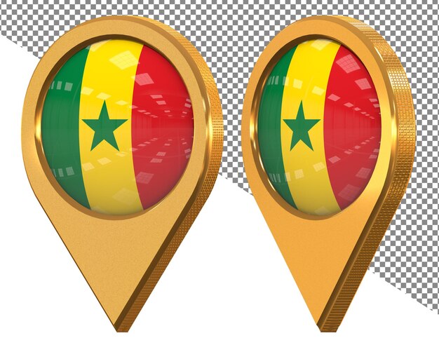 PSD senegal location icon flag isolated with different angled 3d rendering