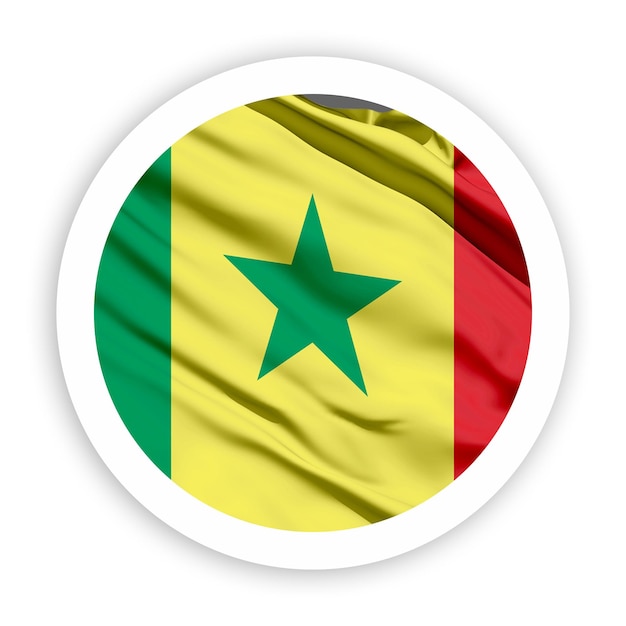 Senegal macha flagą z białą okrągłą ramą