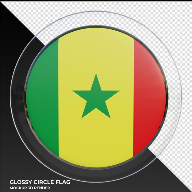 PSD senegal realistische 3d getextureerde glanzende cirkel vlag