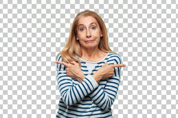 Senior beautiful woman confused expression