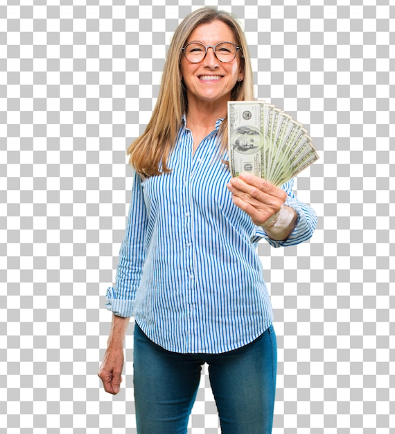 Senior beautiful woman pay, buying or money concept