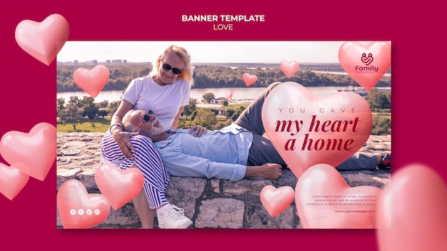 Senior couple in love banner template